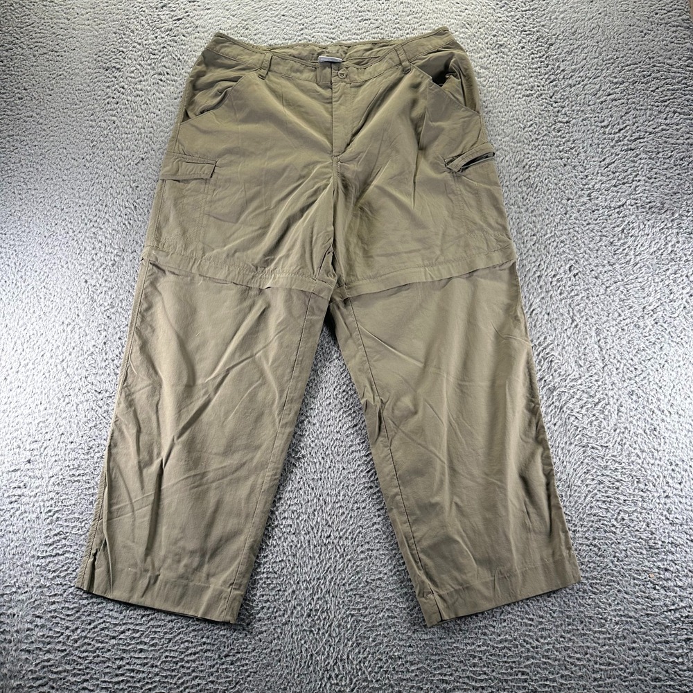 Columbia Omni-Shade Pant Mens L‎ Green Windbreaker Straight Convertible Hiking